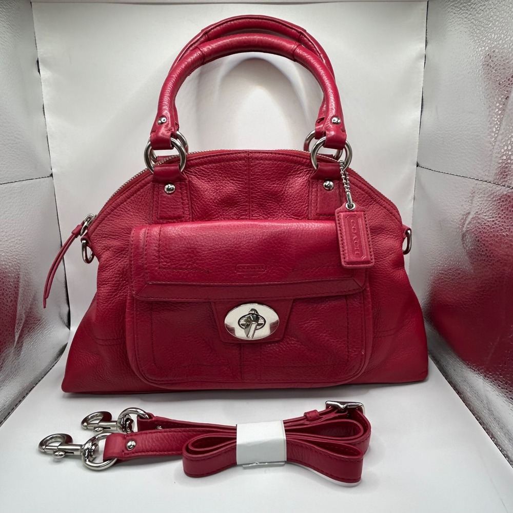 Coach Kristin Berry Red Pebbled Leather Satchel Crossbody Bag 15339